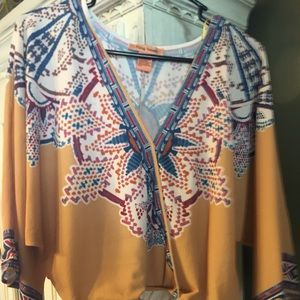 Mustard color Aztec print top